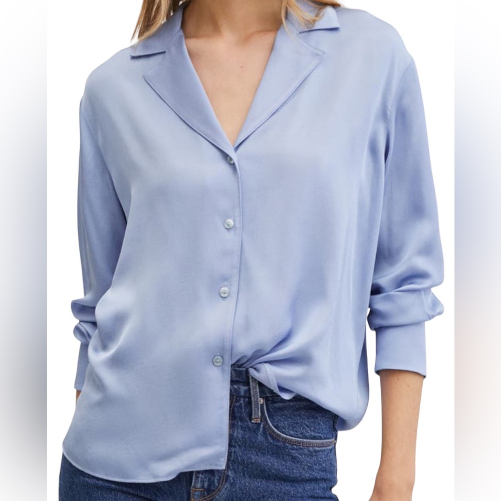 MNG MANGO  Matte Satin Button Up Blouse